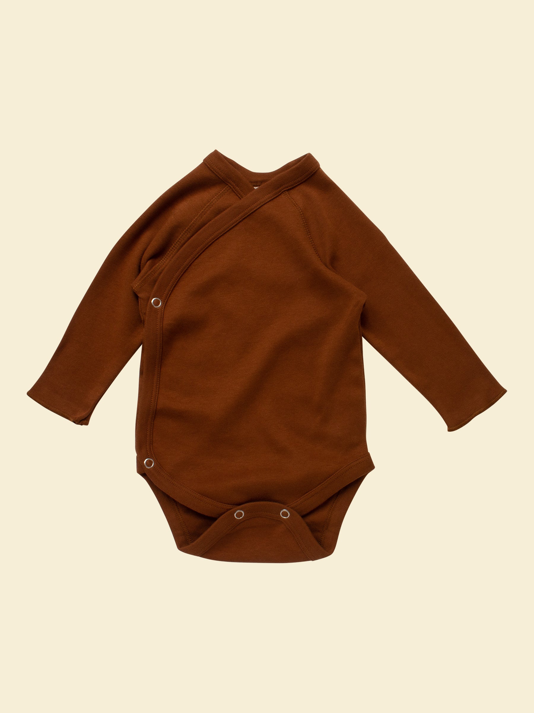 Organic Cotton Baby Kimono (Wrap) Bodysuit | Cacao
