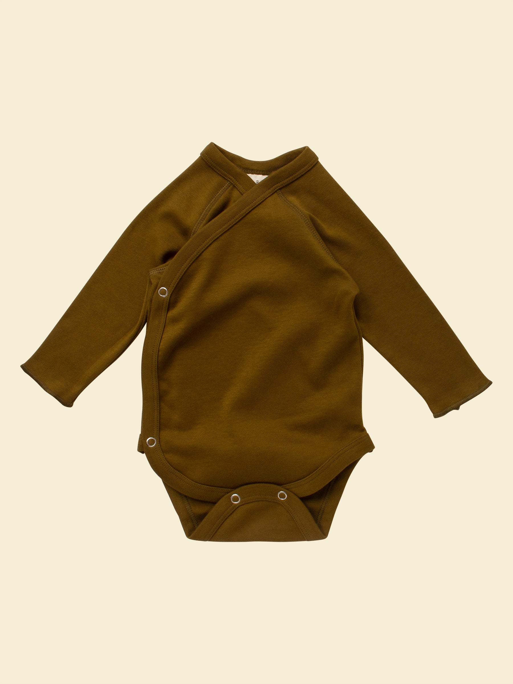 Organic Cotton Baby Kimono (Wrap) Bodysuit | Olive