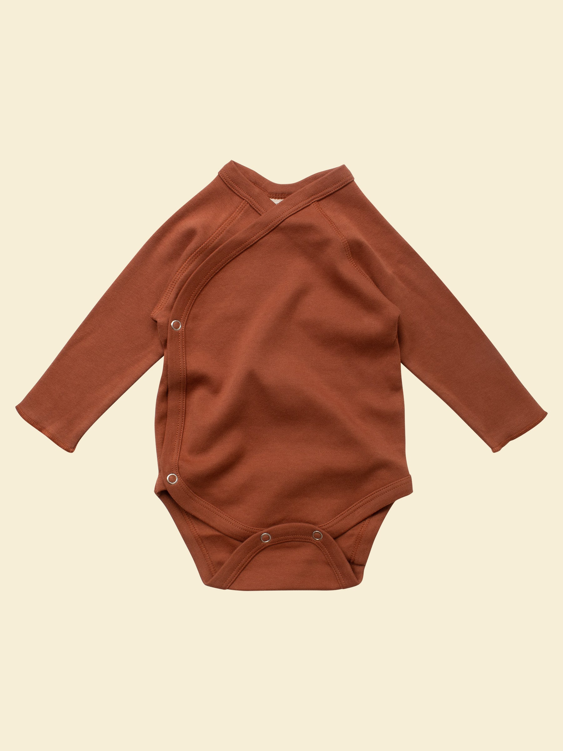 Organic Cotton Baby Kimono (Wrap) Bodysuit | Terracotta