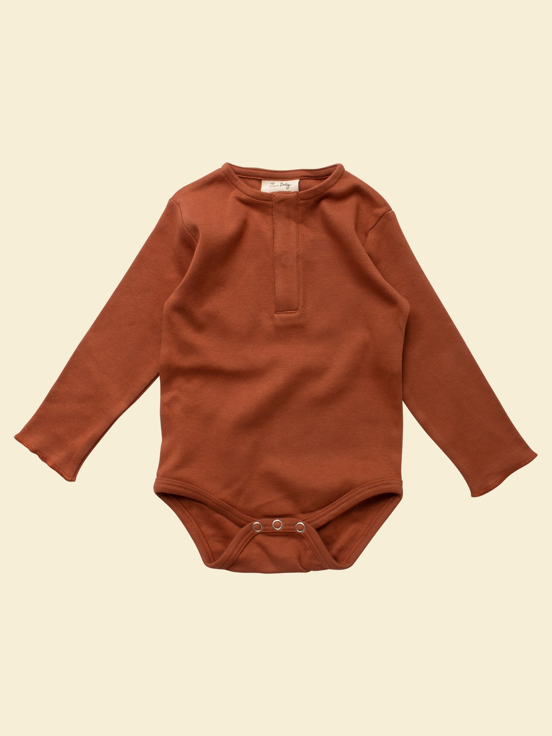 Organic Cotton Baby Long-sleeve Bodysuit | Terracotta