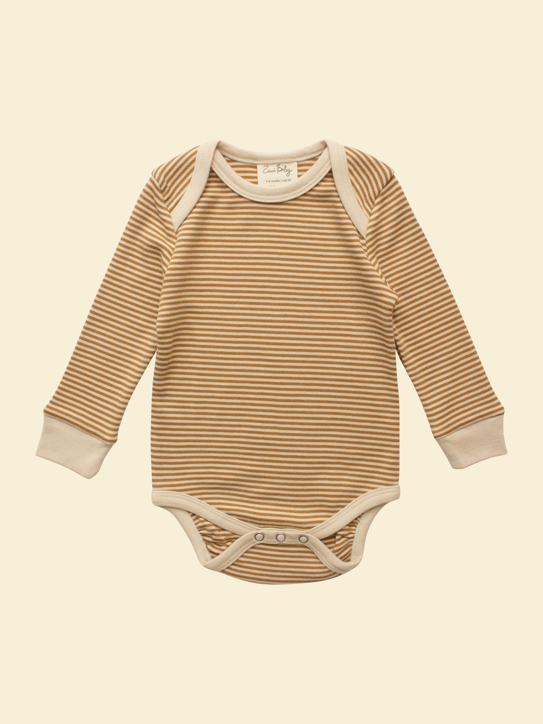 Long-sleeve Bodysuit in Ochre Stripe