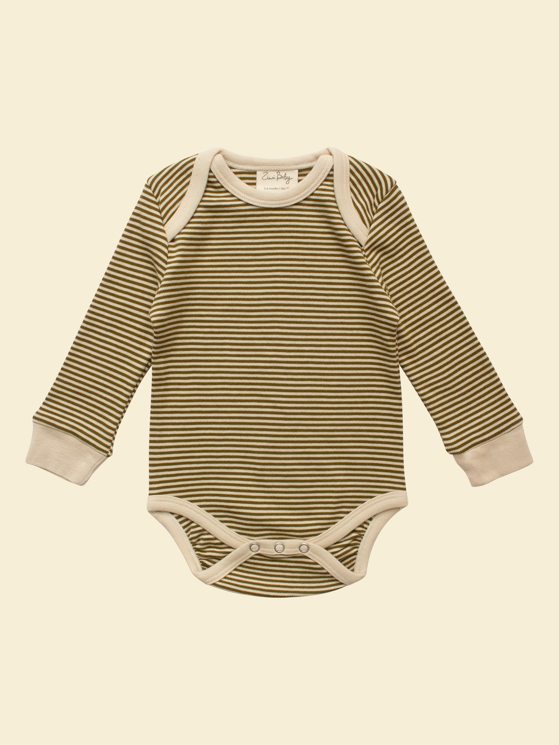 Long-sleeve Bodysuit in Olive Stripe