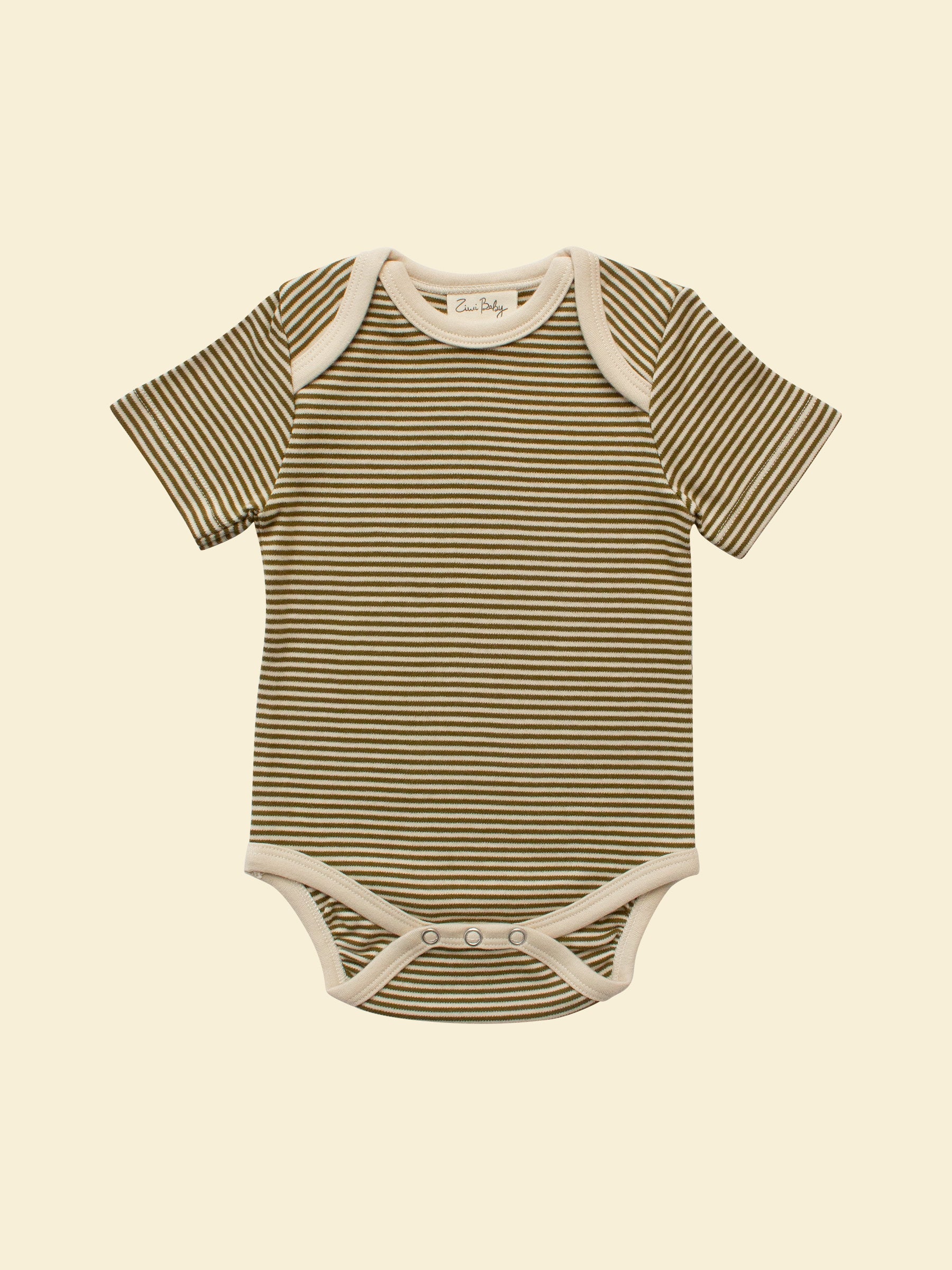 Short-sleeve Bodysuit in Olive Stripe