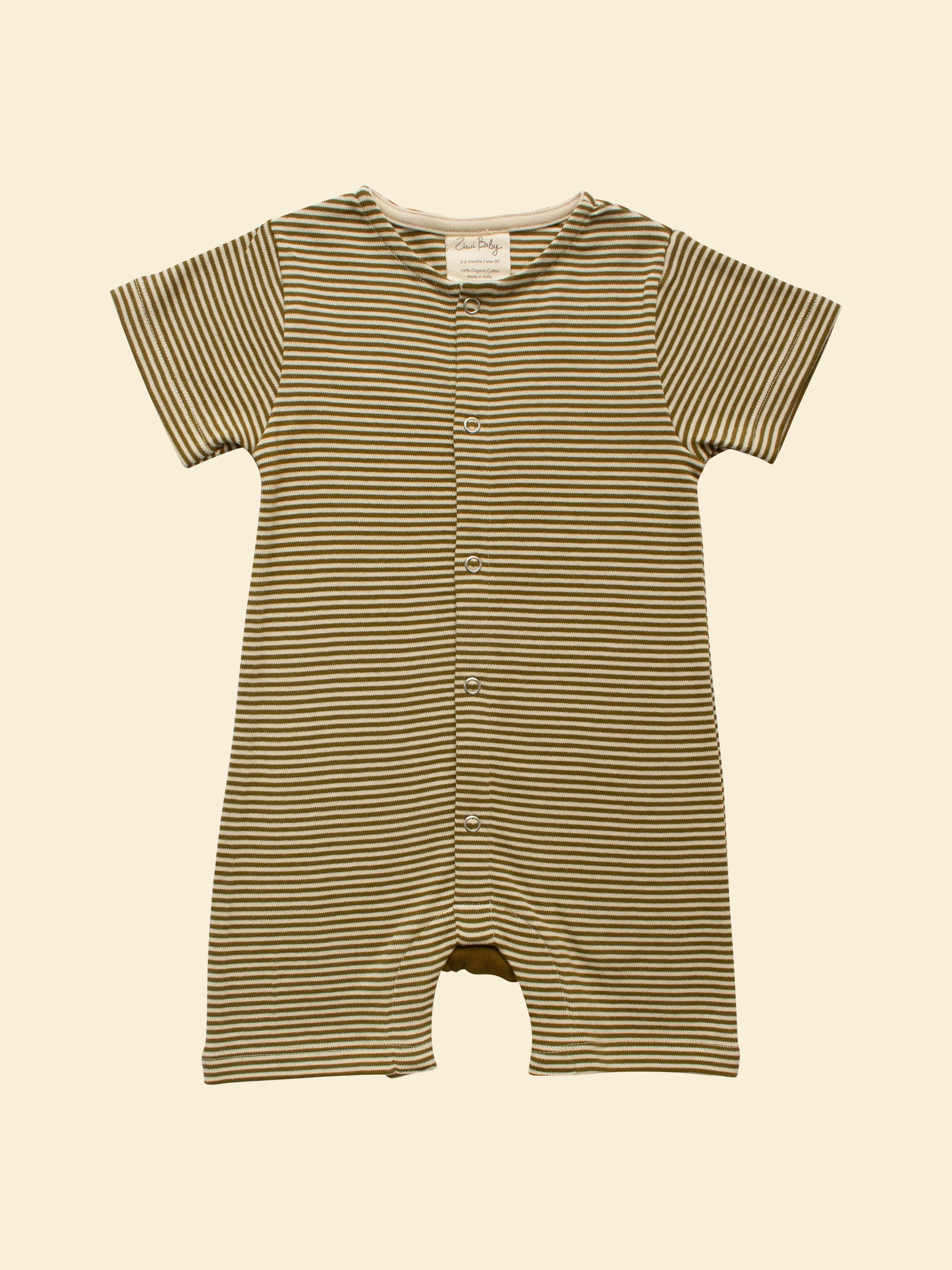 Summer Romper in Olive Stripe