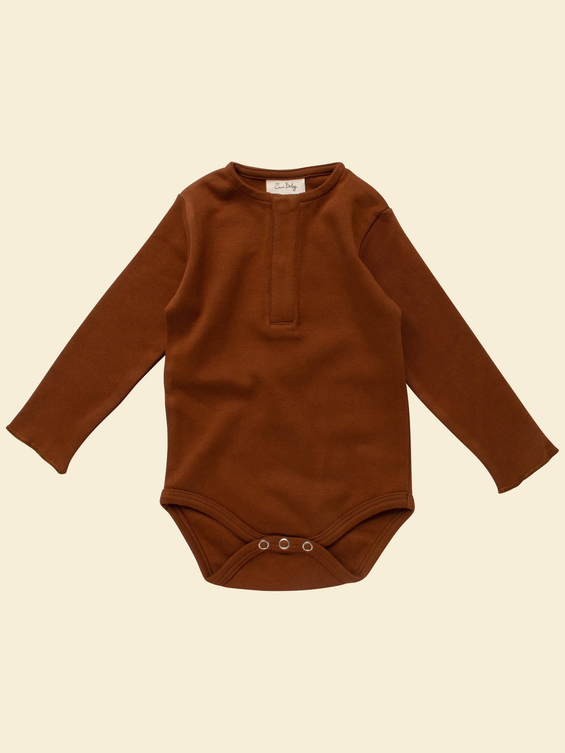 Organic Cotton Baby Long-sleeve Bodysuit | Cacao